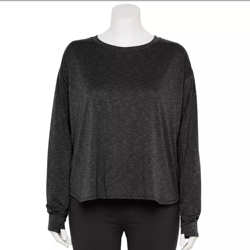 Tek Gear Plus Size Tek Gear® Cropped Long Sleeve Tee gray 2x NWT